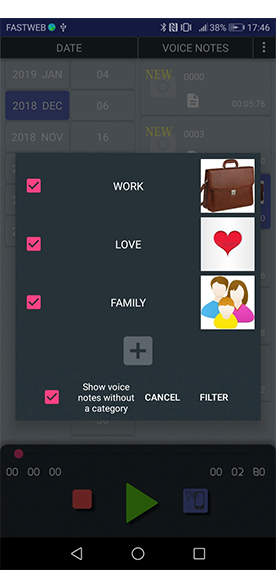 filter by category menu